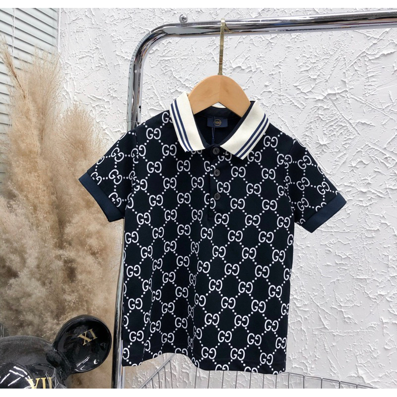 Áo polo hoạ tiết G.C chất poly cá sấu loại đẹp thoáng mát, thấm hút mồ hôi diện đi chơi cho bé size từ 10kg đến 40kg