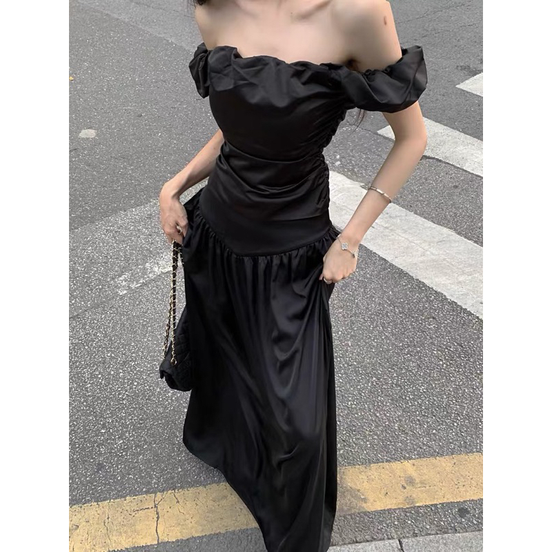 Set áo trễ vai + chân váy dài tiểu thư siêu hot