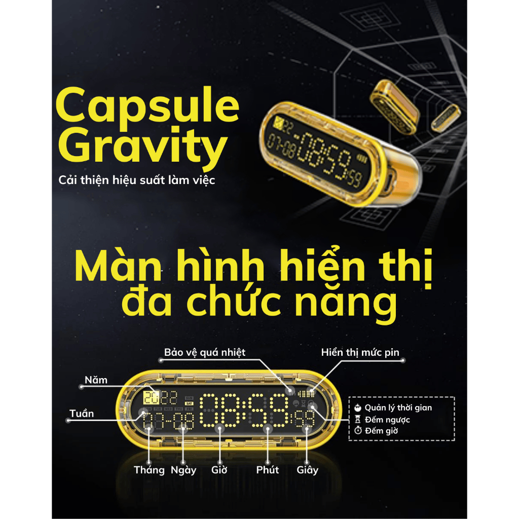 Sạc Dự Phòng Kiêm Đồng Hồ Shargeek Capsule Gravity 5000mAh - Hàng Chính Hãng