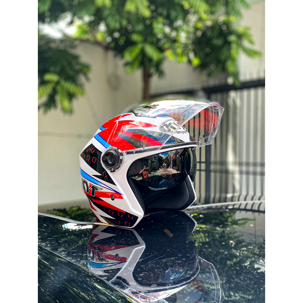 Nón bảo hiểm 3/4 2 kính ROYAL M668 tem DARGON BOY tặng logo KYT chính hãng