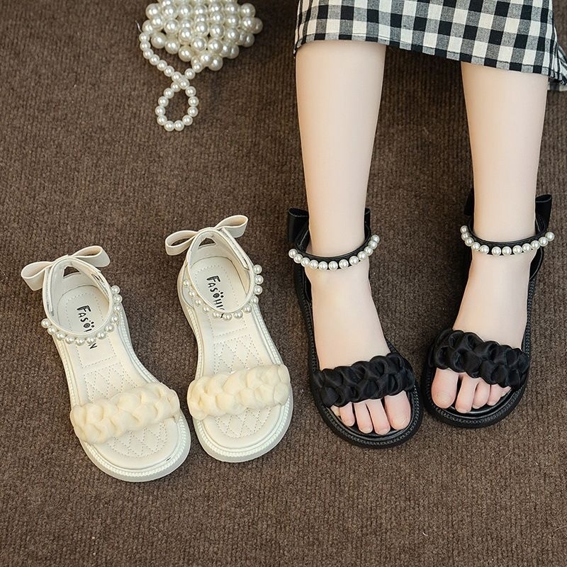 Dép Chiến Binh Bé Gái Quai Voan Kết Da Mềm Phong Cách Công Chúa Hàn Quốc Hàng Quảng Châu Cao Cấp , Sandal Chiến Binh Bé