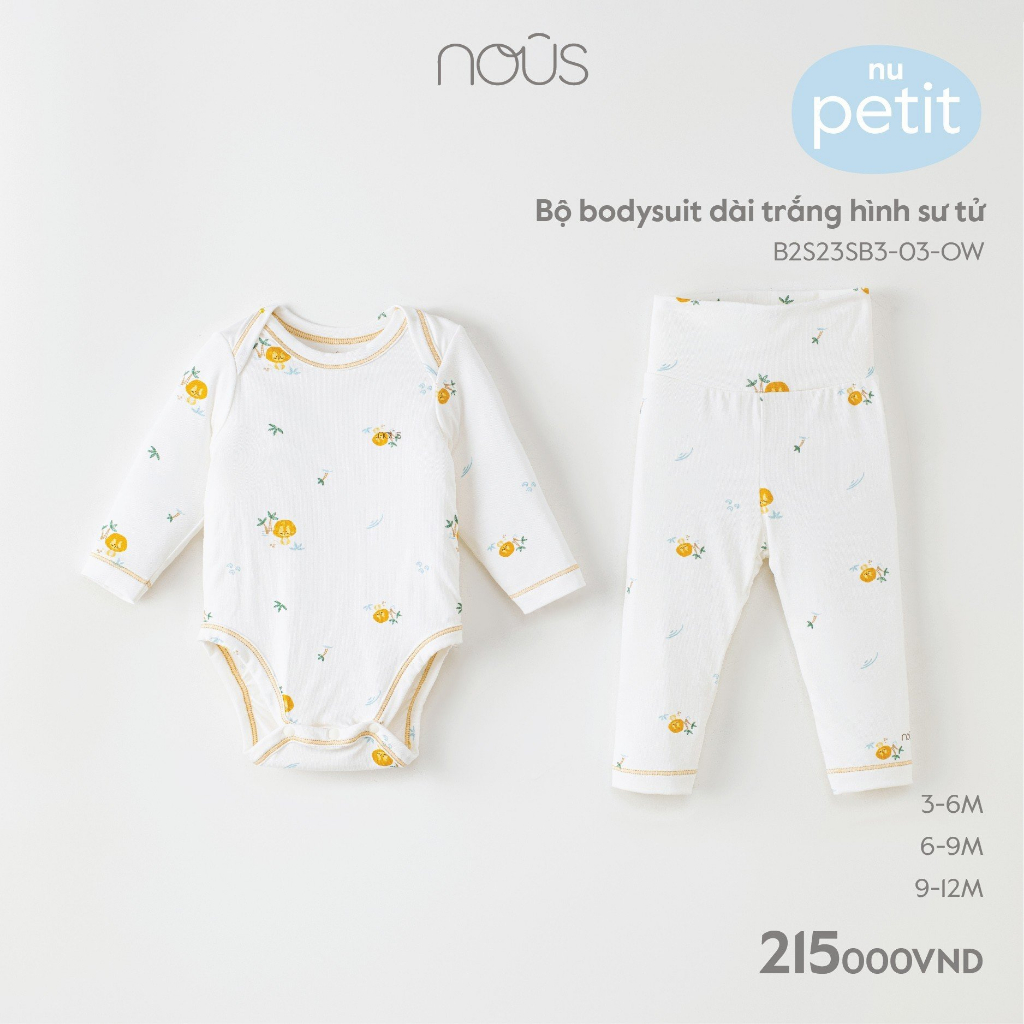 Bộ áo quần bodysuit dài tay Nous cho bé
