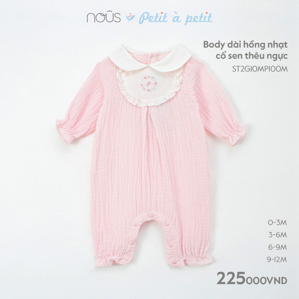 Bộ liền body dài tay Nous petit à petit cho bé