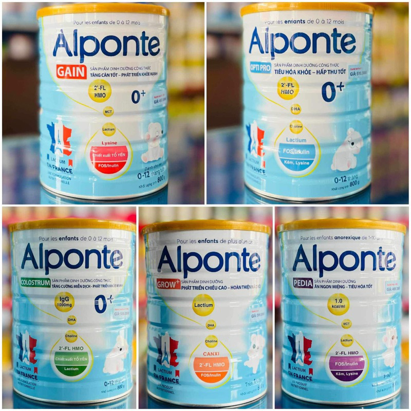 Sữa Bột Alponte Gain/Optipro/Colostrum/Grow/Pedia (800g)