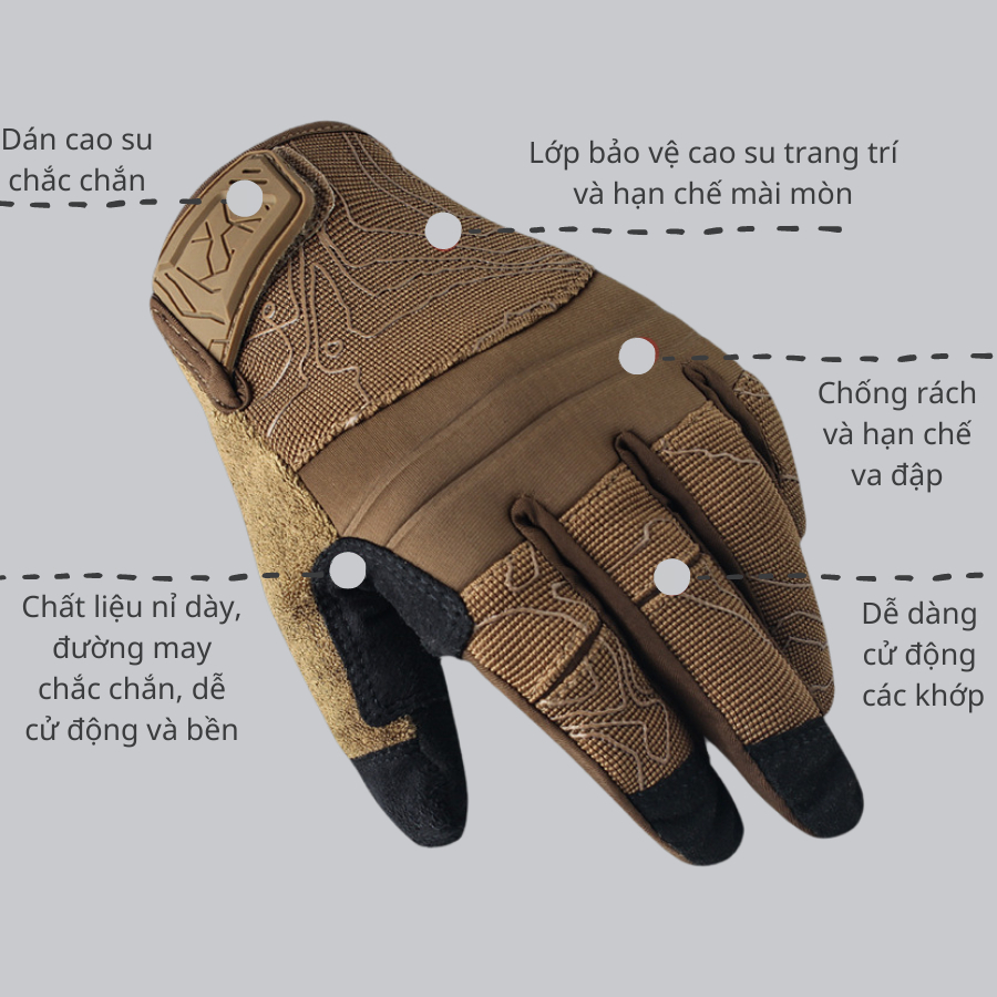 Găng tay vải Raw Moto 1 dành cho người đi phượt bằng xe máy Arrow