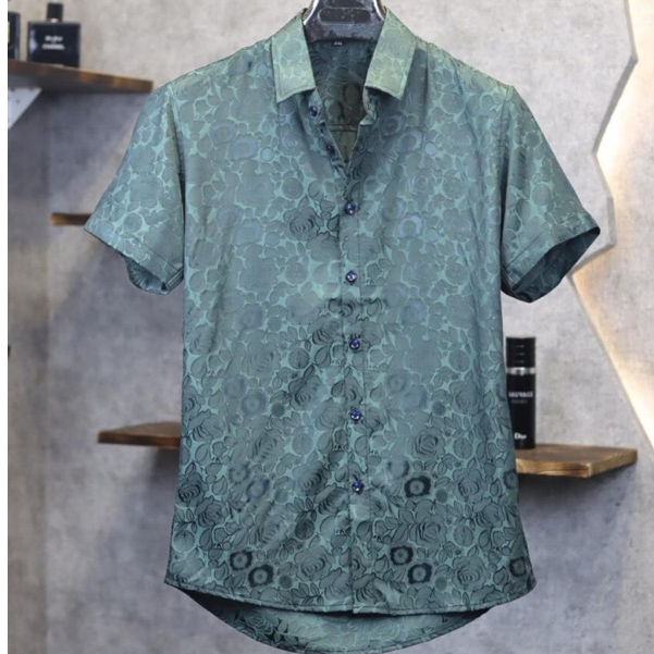 Sơ Mi Nam Ngắn Tay Vải Lụa Gấm Không Nhăn Không Phai Không Xù