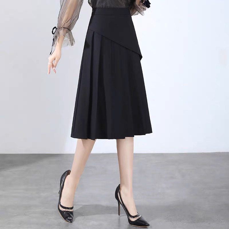 Chân váy A xếp ly dài đắp tà xéo-BIGSIZE-c012