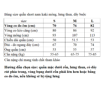 Short nam kaki uni ,lưng thun, dây buộc