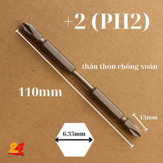[made in Japan] Mũi vít nhật Vessel, 4 cạnh (+2) PH2 (1 MŨI)