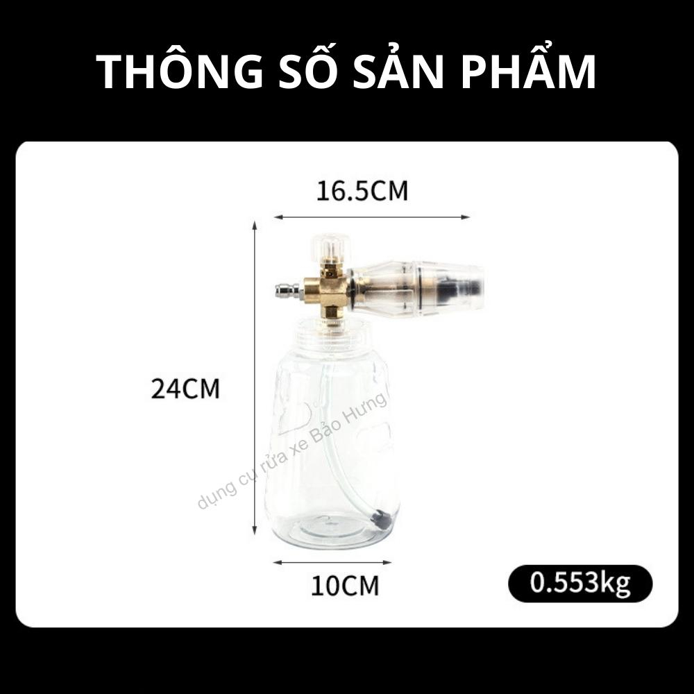 Bình Foam Tạo Bọt Tuyết Rửa Xe 1L Mẫu Mới Cao Cấp Gắn Súng Máy Rửa Xe - Bình Phun Xịt Cao Áp Trong Suốt Rửa Xe Máy Ô Tô