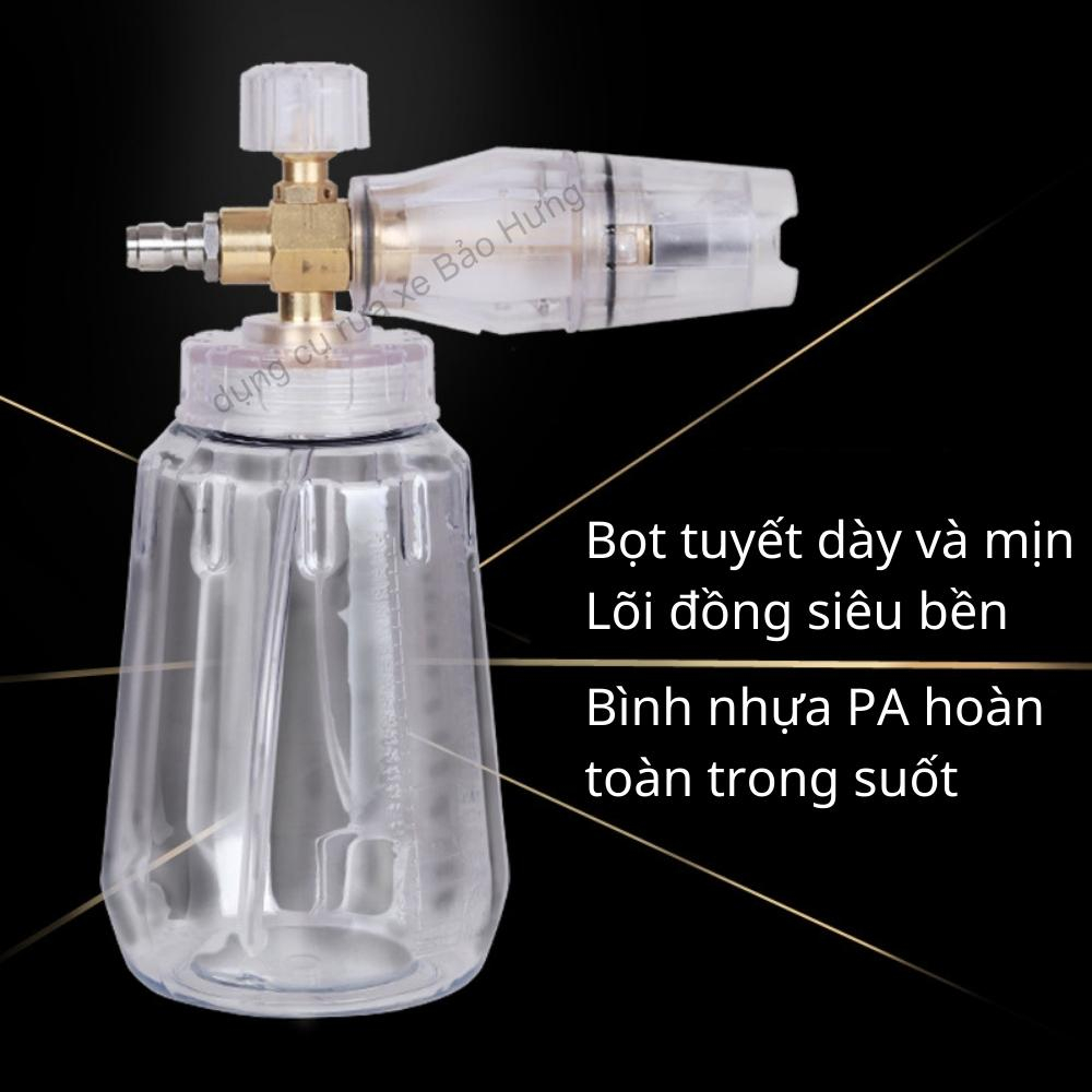 Bình Foam Tạo Bọt Tuyết Rửa Xe 1L Mẫu Mới Cao Cấp Gắn Súng Máy Rửa Xe - Bình Phun Xịt Cao Áp Trong Suốt Rửa Xe Máy Ô Tô