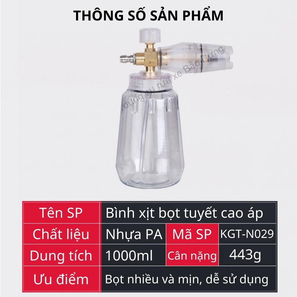 Bình Foam Tạo Bọt Tuyết Rửa Xe 1L Mẫu Mới Cao Cấp Gắn Súng Máy Rửa Xe - Bình Phun Xịt Cao Áp Trong Suốt Rửa Xe Máy Ô Tô