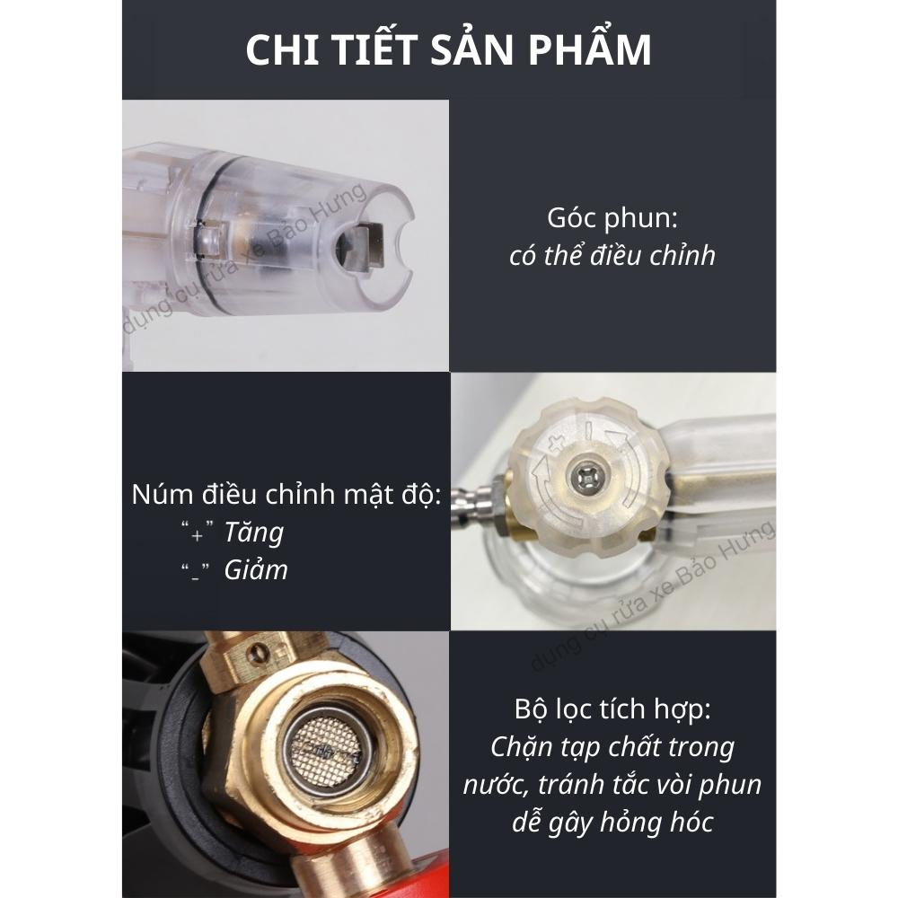 Bình Foam Tạo Bọt Tuyết Rửa Xe 1L Mẫu Mới Cao Cấp Gắn Súng Máy Rửa Xe - Bình Phun Xịt Cao Áp Trong Suốt Rửa Xe Máy Ô Tô
