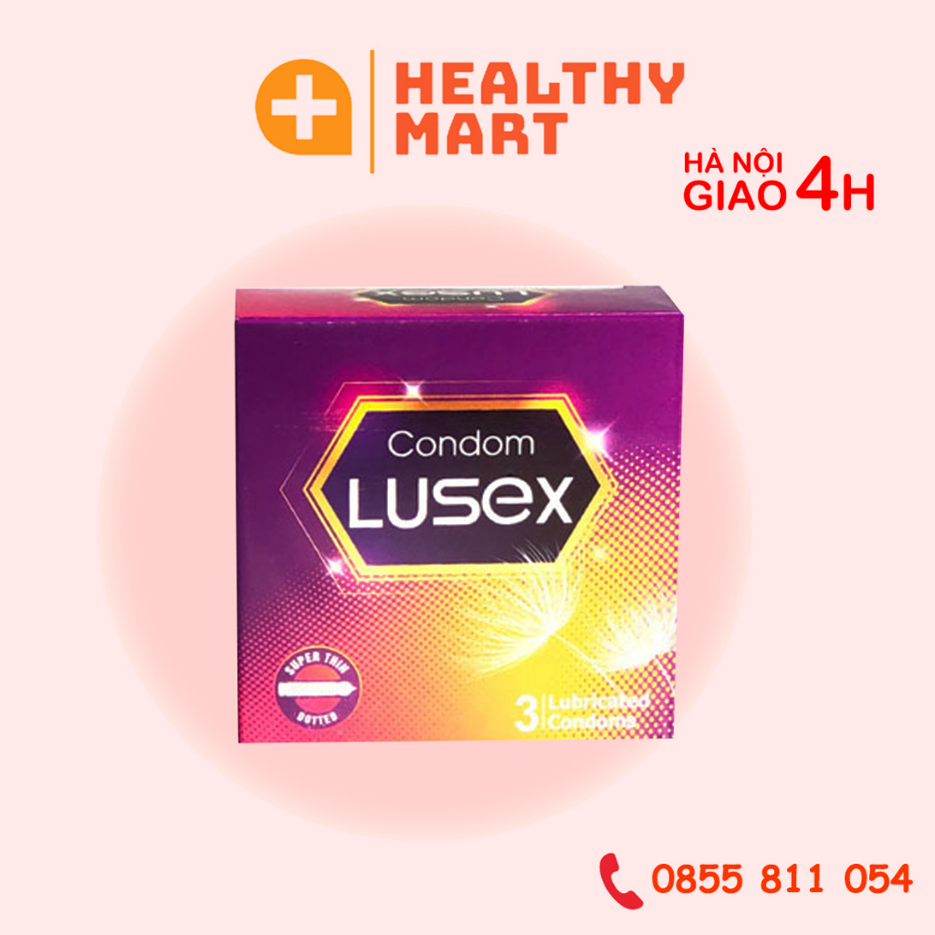 ✔️️️Bao cao su gai siêu mỏng Lusex condom hộp 3 chiếc
