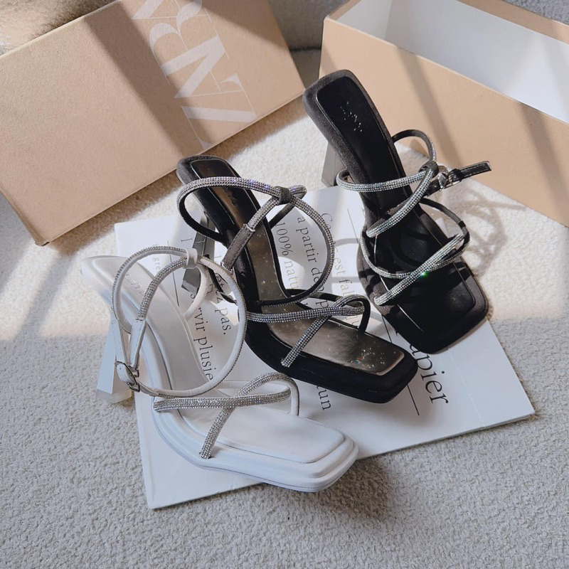 Gót Nhọn Sandal Quai Lấp Lánh(G1123,G1122)