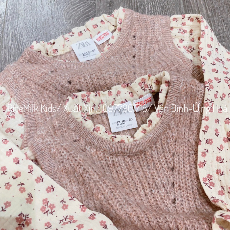 Áo len Zara phối sơ mi màu hồng đỗ xuất dư xịn