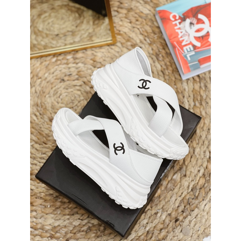 Dép xuồng da cao bản chéo