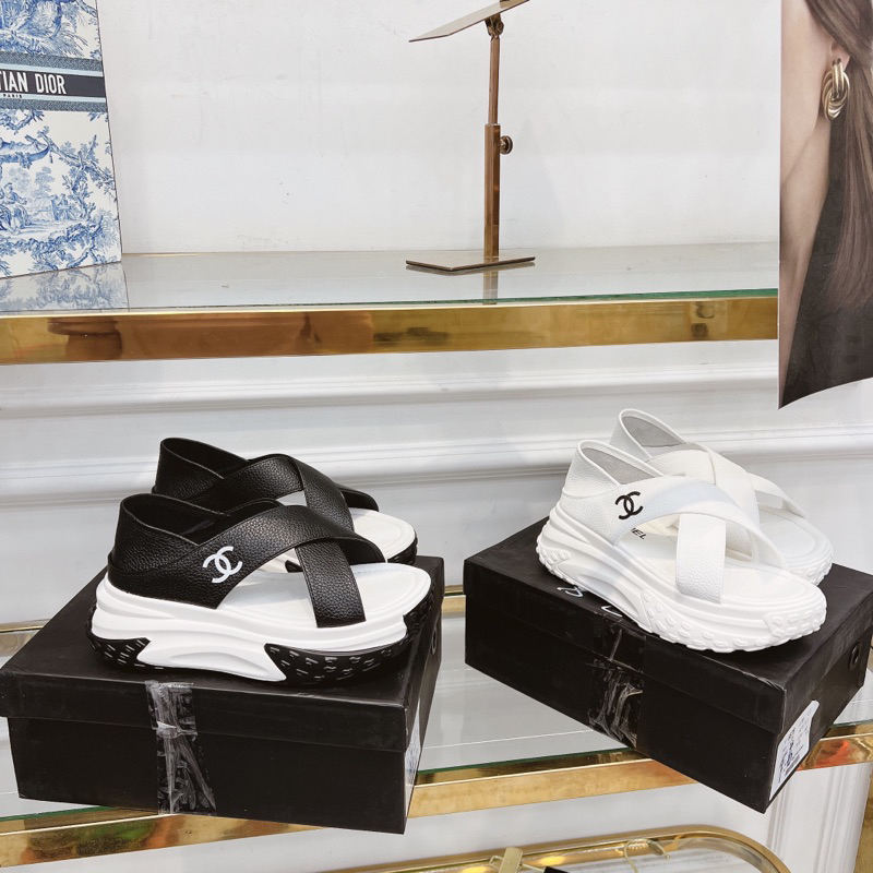 Dép xuồng da cao bản chéo