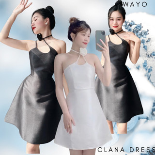 [Clana Dress] Đầm WAYO cách điệu cài hoa cổ dự tiệc sang trọng