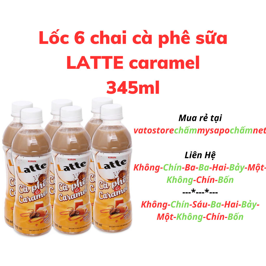 Thùng 24 chai cà phê caramel KIRIN LATTE 345ml / Lốc 6 chai cà phê KIRIN LATTE caramel 345ml