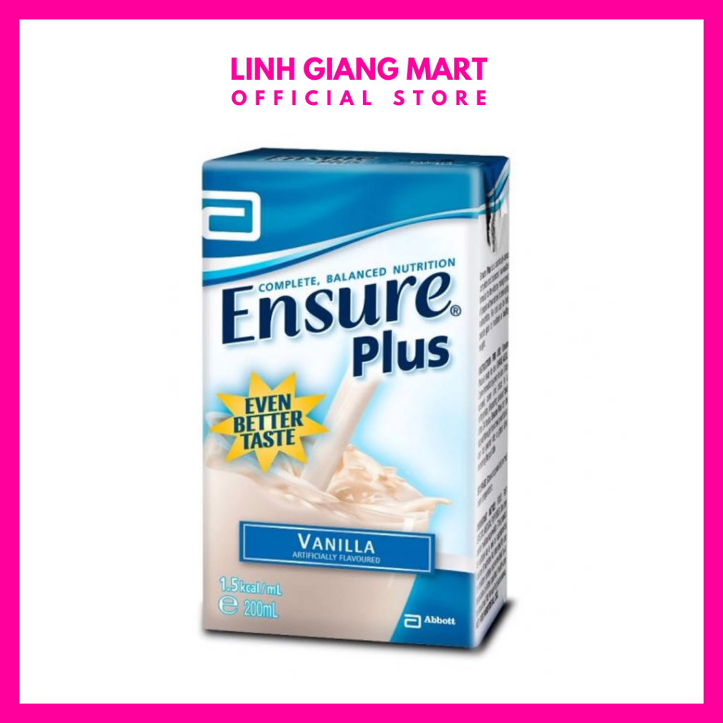 Ensure Plus Vanilla - Sữa Dinh Dưỡng Hương Vani Dành Cho Người Ốm Yếu - Hàng Chuẩn Abbott Australia - Hộp Giấy 200ml