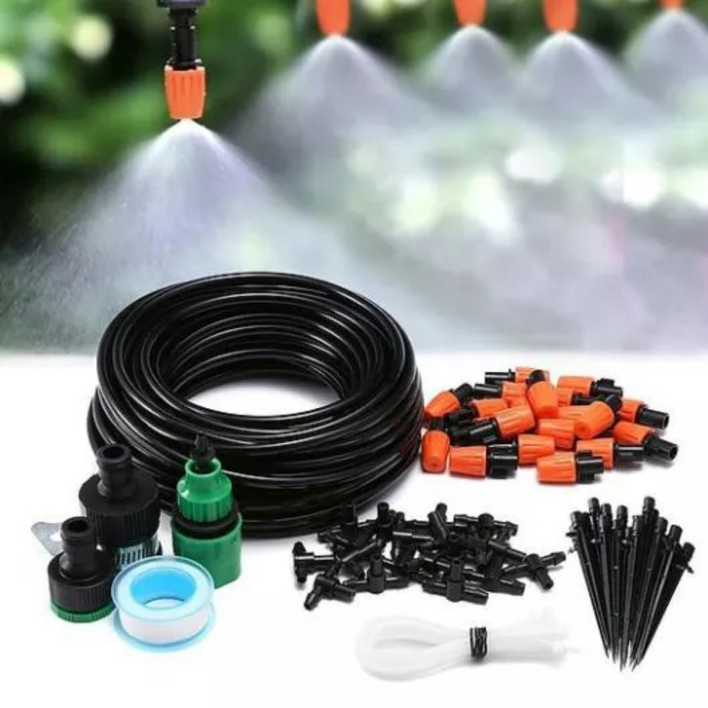 Hệ Thống Tưới Phun Sương Ap Lực Tự Động Làm Mát Căn Nhà Cây Cảnh -Bộ 10m dâyvà 12 béc phun