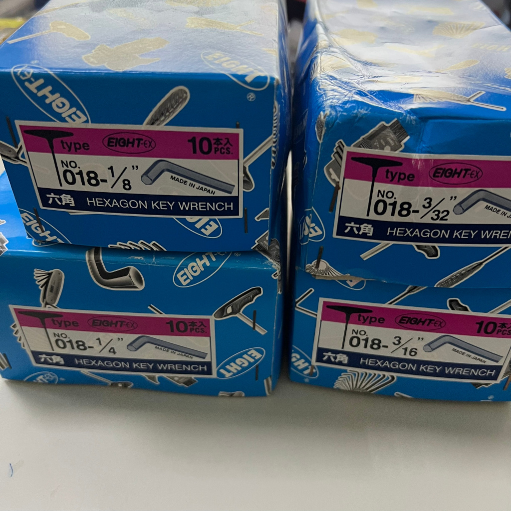 Chìa lục giác chữ T EIGHT JAPAN hệ Inch, 018-5/64, 018-3/32, 018-1/8, 018-5/32, 018-3/16, 018-7/32, 018-1/4, 018-3/16H