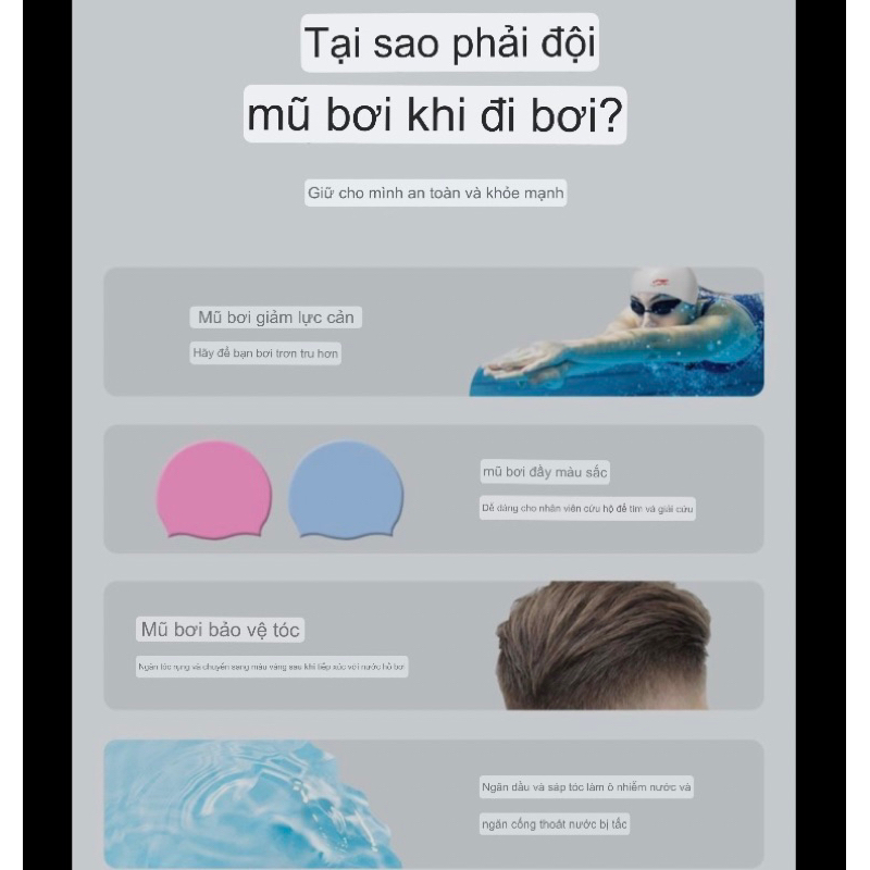 Mũ bơi chính hãng Lining độ bền cao, chống thấm nước