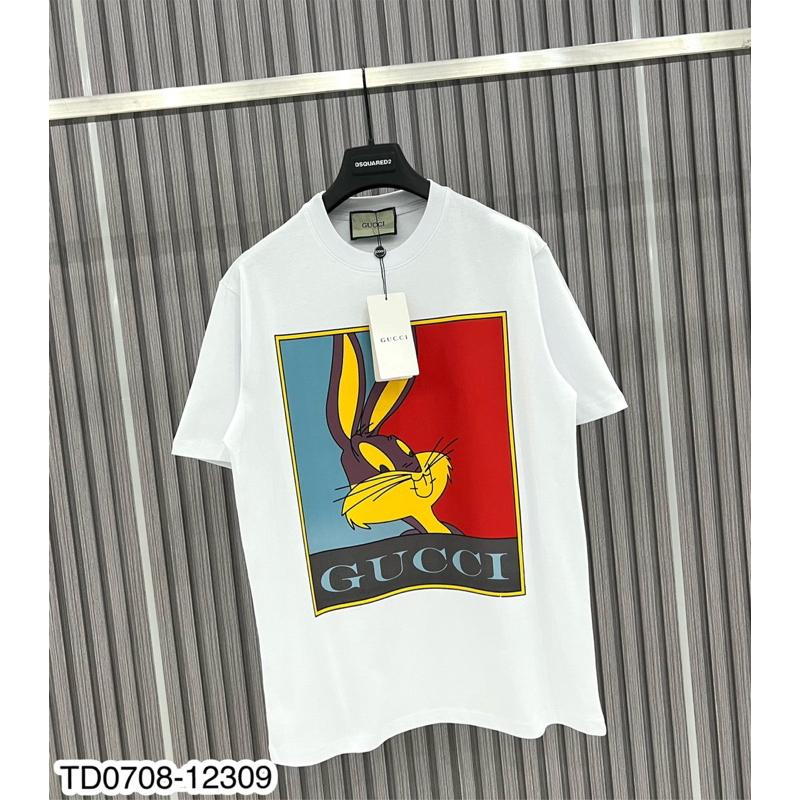 Áo thun nam nữ cotton 100 hình thỏ Gu Chỳ mới nhất, Áo phông nam nữ G.C full front Cao Cấp