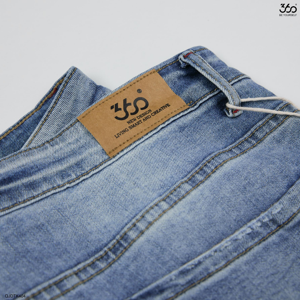 Quần jeans nam xanh nhạt form tapered trẻ trung thương hiệu 360 Boutique chất liệu cao cấp - QJDTK404