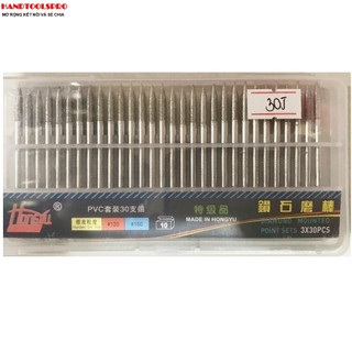 Bộ 30 cây mũi mài cán xoàn size 30j cán 3mm hongyu