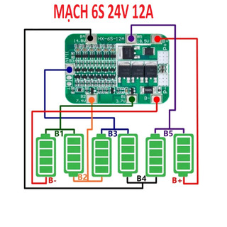 Mạch bảo vệ pin 6s 24v 12a. dùng được cho pin lithium li-on 18650 và lipo 3,7v
