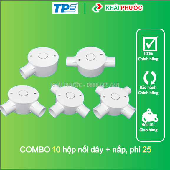 Hộp nối dây Box tròn chia 1 2 3 4 ngã đường ống điện phi 25 Tiến Phát H25/1 H25/2T H25/2G H25/3 H25/