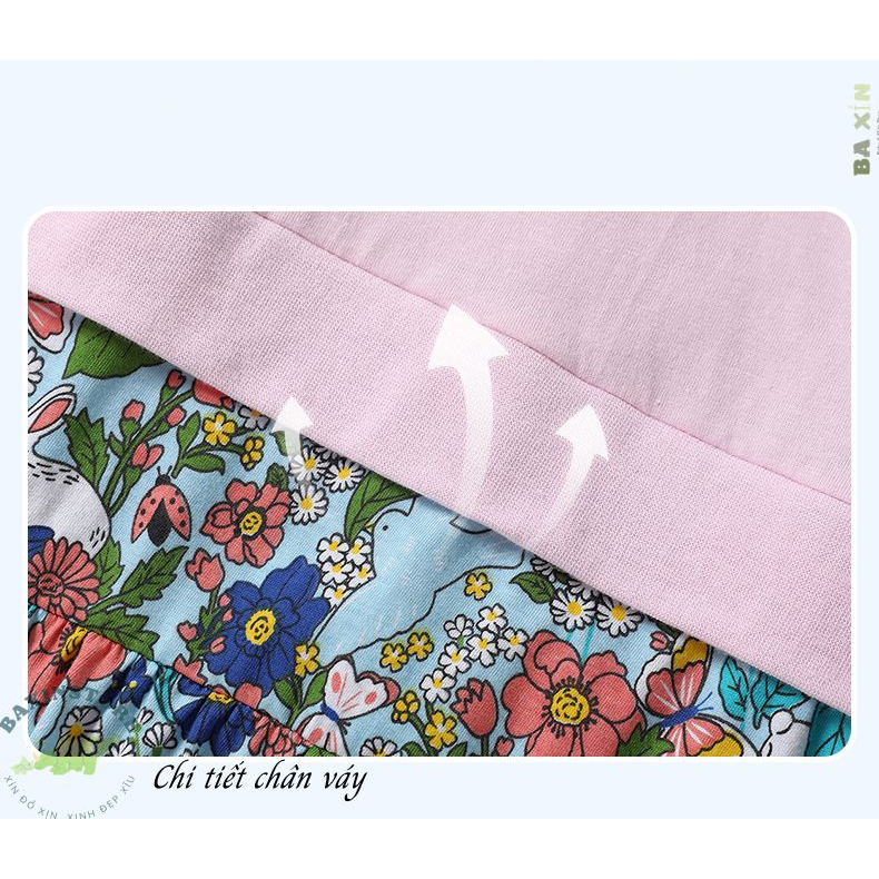 VÁY BABYDOLL CÔNG CHÚA CHO BÉ GÁI LITTLE MAVEN DÀI TAY COTTON JEAN LẤP LÁNH ĐỔI MÀU SIZE ĐẠI 3 4 5 6 7 TUỔI 7 8