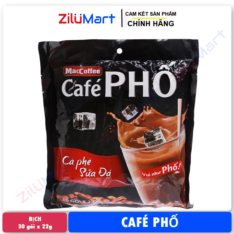 Cà phê Phố sữa đá MacCoffe (bịch 30 gói) loại 720g