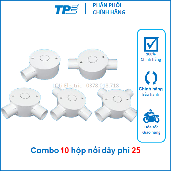 Hộp nối dây Box tròn chia 1 2 3 4 ngã đường ống điện phi 25 Tiến Phát H25/1 H25/2T H25/2G H25/3 H25/