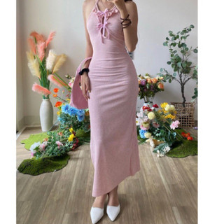 váy body hồng nơ