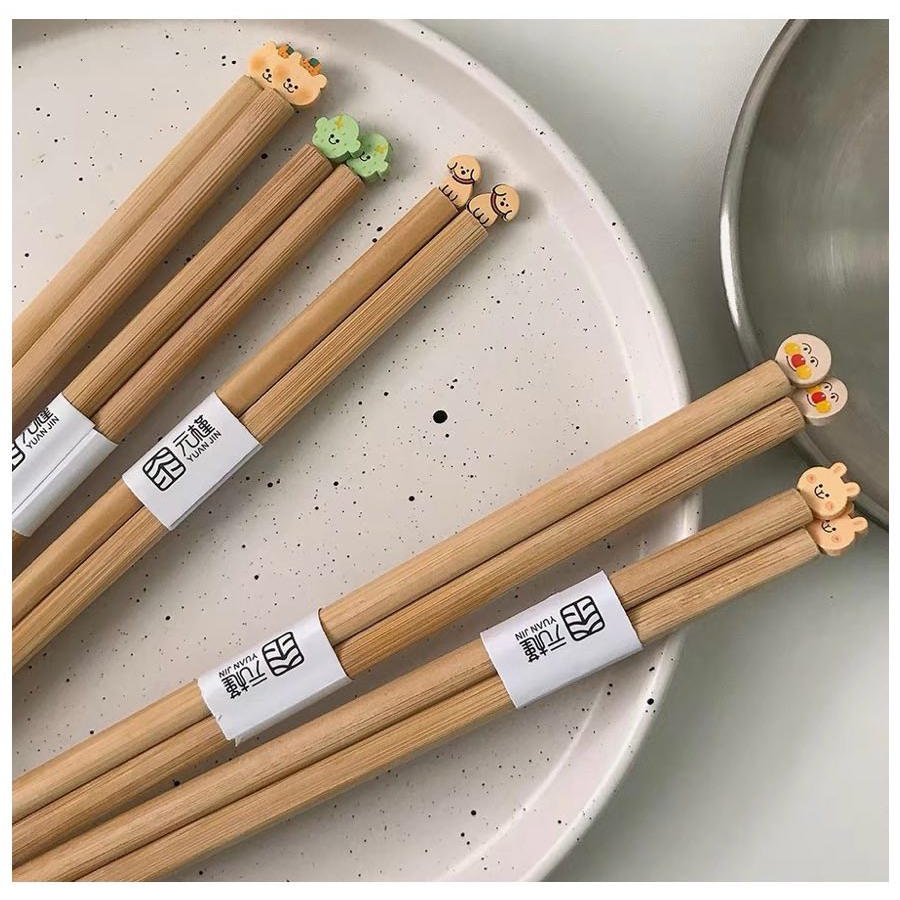 Đũa Tre Cao Cấp Dài 24cm Gắn Hình Dễ Thương Phong Cách Nhật Bản 90.studio