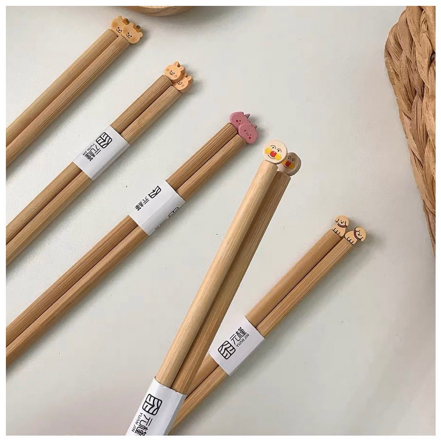 Đũa Tre Cao Cấp Dài 24cm Gắn Hình Dễ Thương Phong Cách Nhật Bản 90.studio