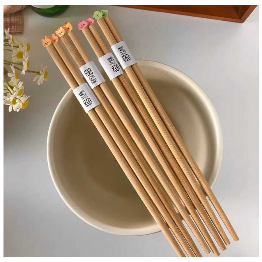 Đũa Tre Cao Cấp Dài 24cm Gắn Hình Dễ Thương Phong Cách Nhật Bản 90.studio
