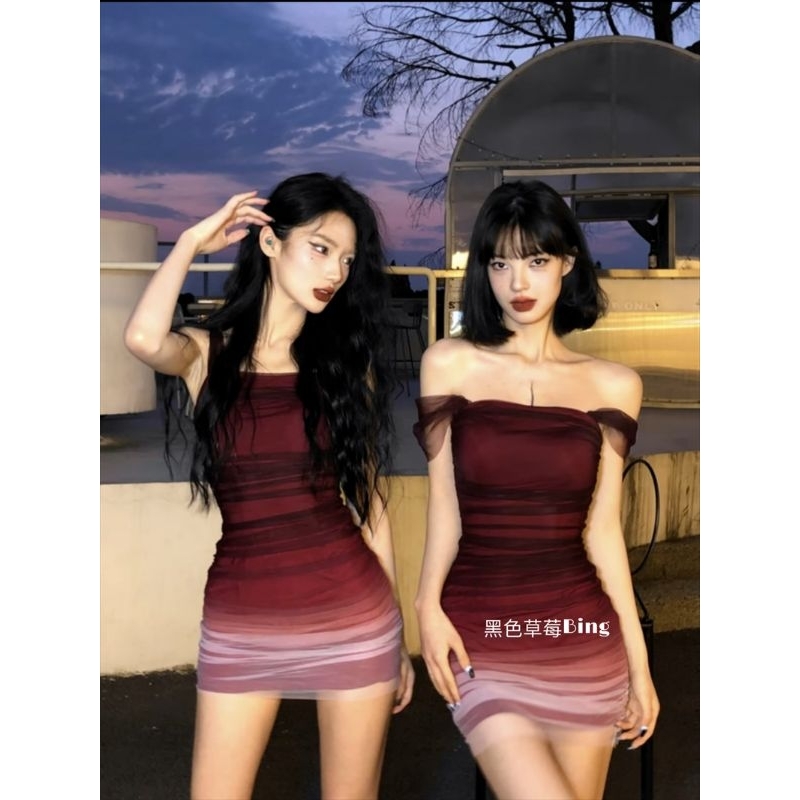 Order 10 ngày váy body suông ngắn đỏ vang