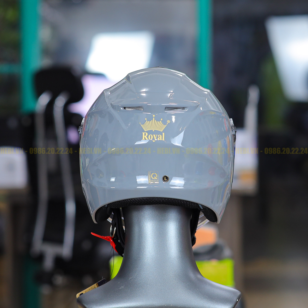 Nón 3/4 2 Kính Royal M668 Xám Xi Măng Bóng Giá Rẻ Freeship