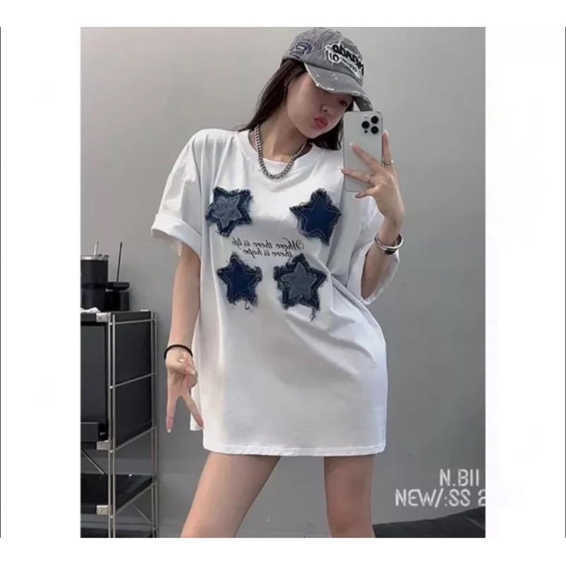 [ Rẻ vô địch ] Áo thun cotton khô 3158 form rộng tay lỡ - đắp bò hình sao