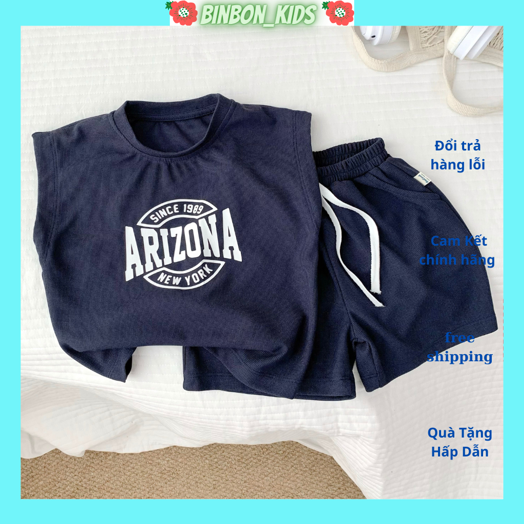 Bộ Ba Lỗ Cho Bé Trai Bé Gái IN CHỮ NEWYOK Bộ Quần Áo Cho Bé Chất Cotton cao cấp Từ 10 đến 26Kg BINBON KIDS