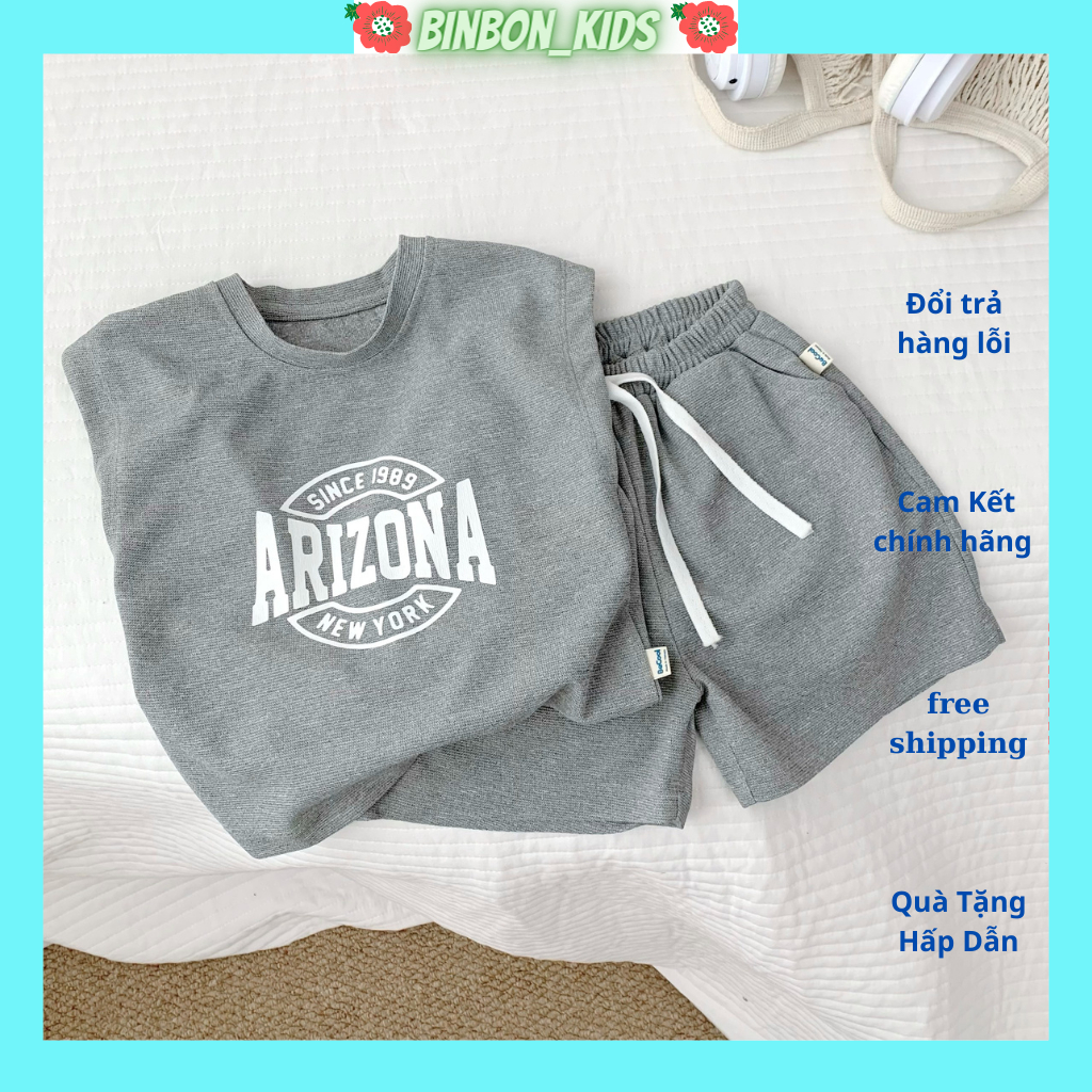 Bộ Ba Lỗ Cho Bé Trai Bé Gái IN CHỮ NEWYOK Bộ Quần Áo Cho Bé Chất Cotton cao cấp Từ 10 đến 26Kg BINBON KIDS