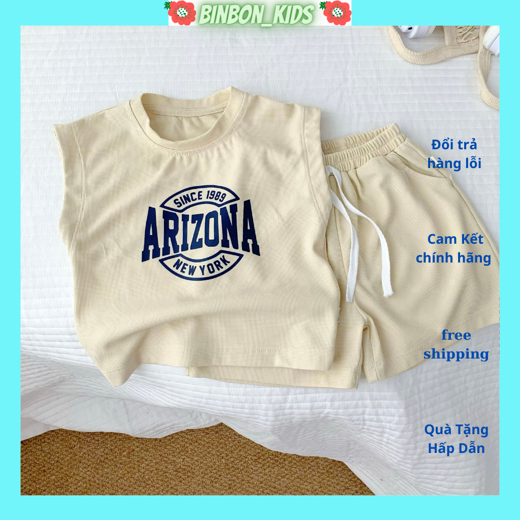 Bộ Ba Lỗ Cho Bé Trai Bé Gái IN CHỮ NEWYOK Bộ Quần Áo Cho Bé Chất Cotton cao cấp Từ 10 đến 26Kg BINBON KIDS