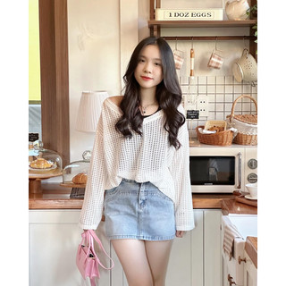 SET ÁO LƯỚI ULZZANG KÈM YẾM (ảnh thật)
