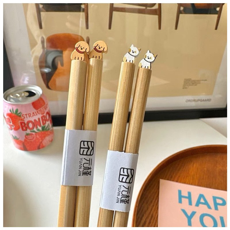 Đũa Tre Cao Cấp Dài 24cm Gắn Hình Dễ Thương Phong Cách Nhật Bản 90.studio