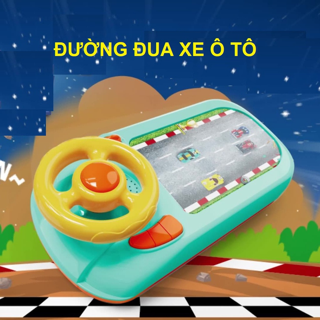 Ô tô đồ chơi đường đua xe có màn hình chuyển động cho bé điều khiển vô lăng như thật