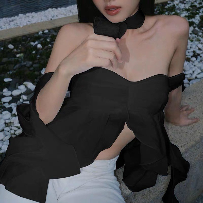 Áo cúp ngực kiểu tua rua vạt xẻ 704 chất voan FIORI STORE